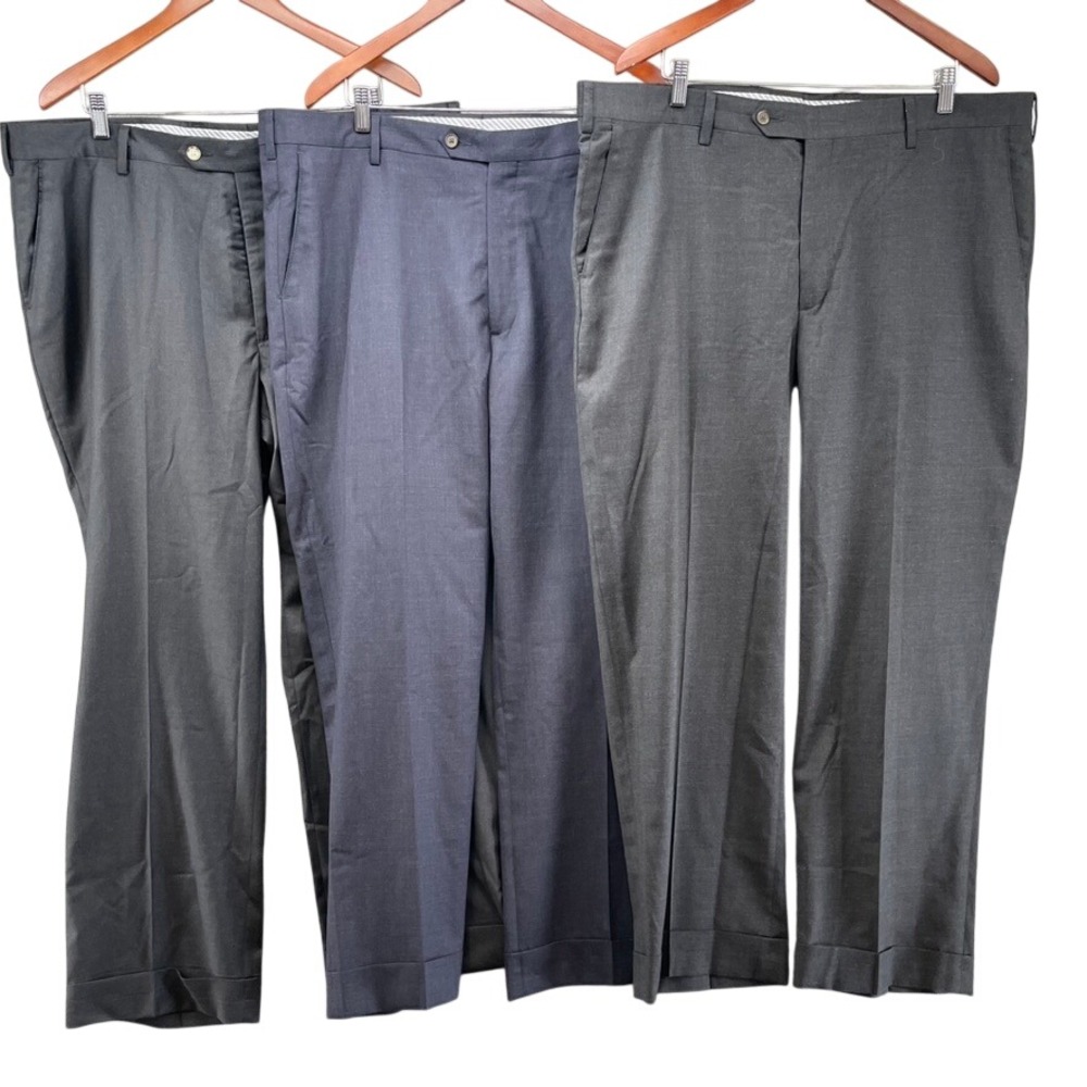 J. Press Dress Pants‎ Mens 42R Gray Reda Super 130s Wool Cuffed Trousers